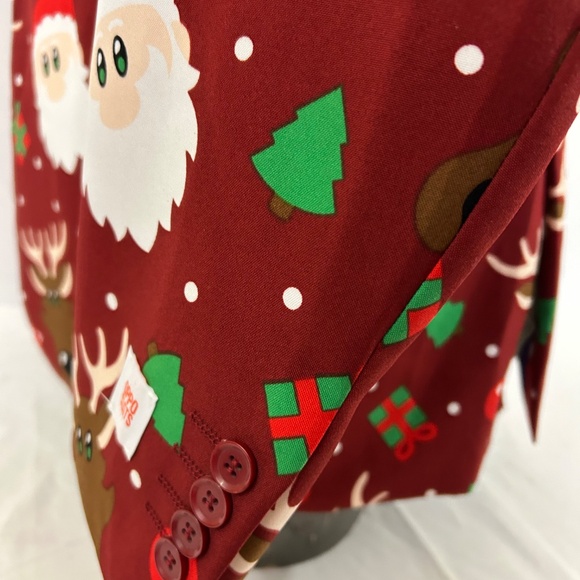 Oppo Suits Christmas Holiday Santa/ Rudolph Red Mens Suit Jacket - Picture 7 of 10